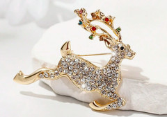 BROOCH-Christmas Reindeer Full Rhinestone Luxurious Brooch