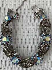 DAZZLING! JULIANA Smoky Gray Rhinestone Navette AB Headlight Bracelet Earrings!!