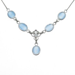 AMCO Sterling Silver Antique Art Deco Apalite Serpentine Chain Necklace 16-18″
