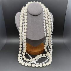 Vintage Frosted Lucite Beaded Necklace Multi Strand Clear Faceted Crystal Style
