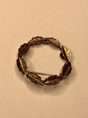 Vintage Bell Trading Post Solid Copper Leaf Wreath Brooch Pin 1950s Mid Century
