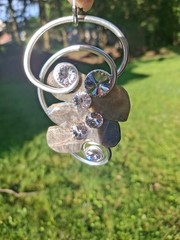Jeff Lieb Mixed Media Modernist Abstract Swarovski Crystal Moonstone Pendant 4″