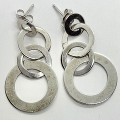 Vtg Signed Sterling Silver Linked Circles Hoop Drop Dangle 925 Earrings Canada