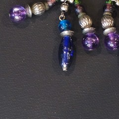 VTG Boho Sunburst Clip‑On Earrings Mixed Glass Metal Beads