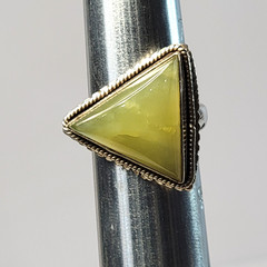 Vintage Prehnite Trillion Triangle Ring 925 Sterling Silver Sz 10 Heavy 11g