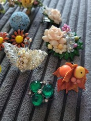 Vtg Floral Jewelry Lot – Signed/unsigned Jewelry Bone China Shell Staffordshire