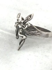 Vintage Sterling Silver Fairy Ring w Wings Size 6 Figurative female size