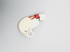 Enamel Vero White cat gold tone brooch pin 2 “