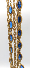 Vintage Multistrand Rope Chain Necklace Cobalt Blue Glass Gold Tone Statement