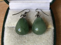 RARE Elegant Nephritis stone Vintage Jewelry Earrings