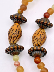 Todd Anthony Dendritic Jasper Wood Semi Precious Stones Metal Beaded Necklace