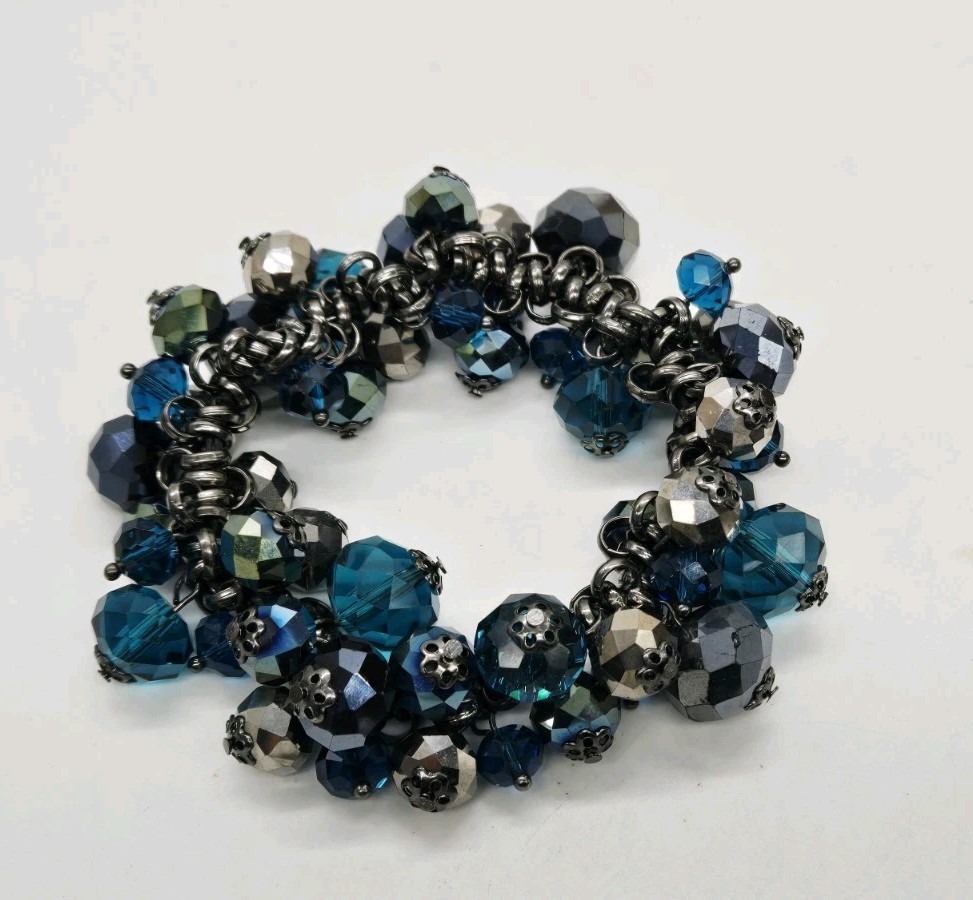 Crystal Stretch Bracelet Multicolored Colorful Blue Black Cha Cha OSFM