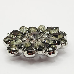 Possible D&E Juliana Green Smoky Navette Rhinestone Starburst Brooch Unsigned