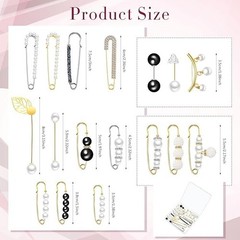 17 Pieces Pearl Brooch Pins Sweater Shawl Clips Faux Pearl Rhinestones Collar Sa