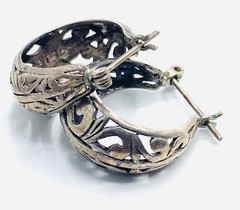 Vintage Jez Jezlaine Sterling Silver Scroll Hoop Earrings Y2