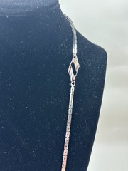 Napier Silver Tone Long Chain Necklace with Diamond Shape Links