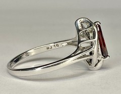 Vintage RJ Sterling Silver 1.00 Ct Marquise Cut Red Garnet Ring Size 10