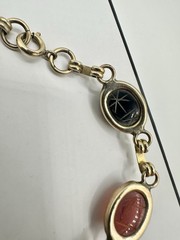 VTG 12k Gold Filled Multi Gemstone Scarab Bracelet 8in 12g Signed Estate Read