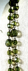 Vintage 50″ Bottle Green Acrylic Faceted Crystals Necklace shown doubled
