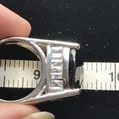 Vintage 925 Sterling Silver Black Onyx – Clear Cubic Zirconia Designer Ring 9