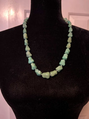 Vintage Turquoise Chinese Export Necklace with Silver Filigree Clasp 24″ 89g