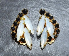 MCM Vintage Clip Earrings Jewelry Lot ~ Mid Century Rhinestone Glamour ~ 25 Pair