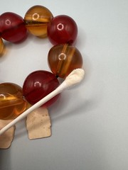 Vintage Plastic Synthetic Heavy Bead Bracelet New with Original Hang Tag Red