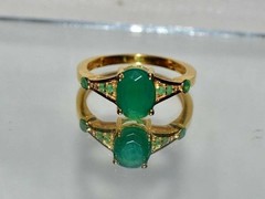 Art Deco Vintage Antique 2.90 Ct Natural Emerald Wedding Ring 14K Yellow Gold FN