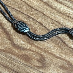 Vintage Antique 800 Silver Lapis 18 In Necklace with Inset Stone