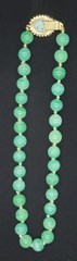 Vtg Signed Joseph Mazer Jomaz Faux Jade Swirled Green Glass Beaded Necklace
