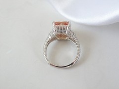 Vintage Sterling Silver 925 Large Champagne Gemstone Cable Ring Size 7