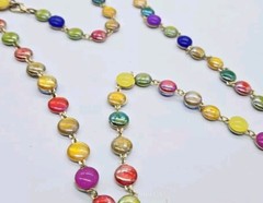 Retro Couture Necklace Long Circles Multicolored 28 in Gold tone Vintage