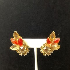 D&E Juliana Pink Givre Earrings Crystals Climber Gold Tone 1.75″