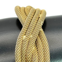 Vintage Francois Gold Tone Twisted Multi Strand Mesh Bracelet Signed Mid Century