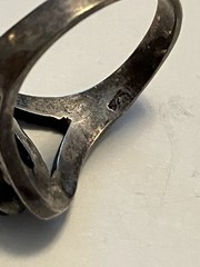Sterling Silver Ring Marcasite 925 size 7, Black Sparkle center Art Deco 1980s