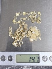 VINTAGE 14K GOLD LOT OF 2 HEART LINK BRACELETS 14.7 GRAMS WEARABLE BOTH MARKED