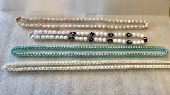 Vintage Beaded Necklaces Mixed Lot Pink Swirled Hong Kong-White Rosettes