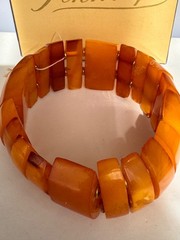 Vintage Butterscotch Baltic Amber Bracelet Stretchy USSR Soviet Kaliningrad
