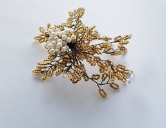 Vintage Exquisite Coral Brooch Pin Bead Lot Filigree Thailand Handmade Wire Bend