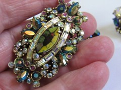 Vintage Hollycraft 1956 Brooch / Pin & Clip-on Earrings- Multicolored FREE SHIPP