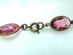 Antique Art Nouveau Czechoslovakia Pink Glass Stone Necklace ETC10618