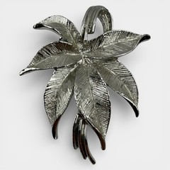 Gerry’s Silver Tone Leaf & Flower Brooch Pin Set Vintage Signed