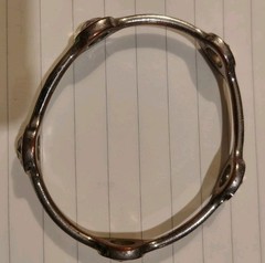Vintage 8″ Horsebit Bangle W/5 Clear Stones