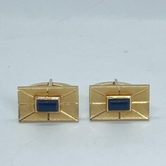 Vintage Swank Genuine Onyx Gold Tone Cufflinks Tie Clip Weber Heilbroner Box