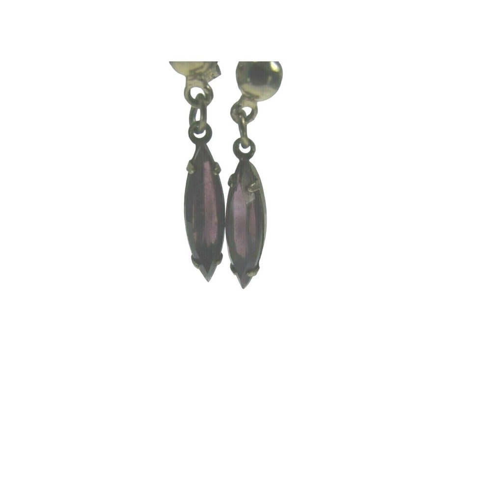 Vintage Faux Amethyst Drop Dangle Earrings Pierced 31460 Purple Lilac Lavender