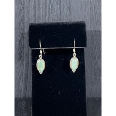 Sterling Silver Prehnite Necklace & Earrings Set 18” Snake Chain
