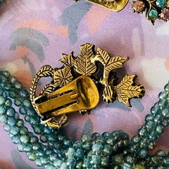 Vintage Beaded Lariat Necklace and Rhinestone Earrings Blue Green Turquoise