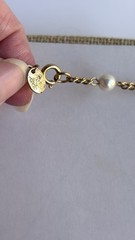 Vintage Park Lane Tassel Necklace With Faux Pearl & Jade Gold Tone Chain L198