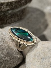 VINTAGE STERLING SILVER PAUA SHELL RING SIZE 7