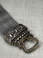 Vintage Square Marcasite Mesh Band Bracelet Magnetic Clasp 7″